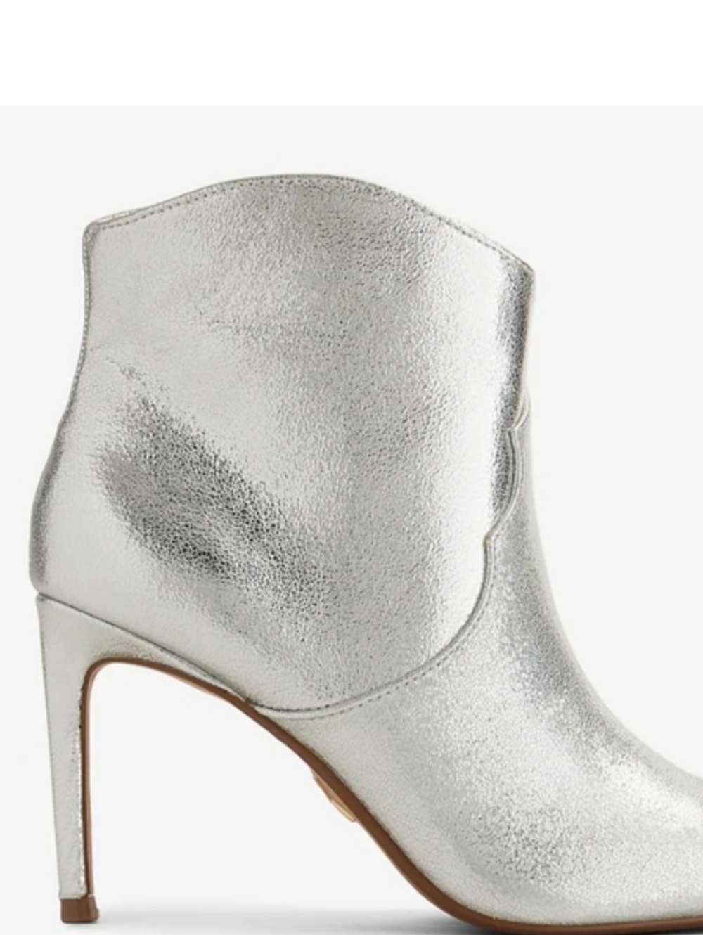 Express Pointed Toe Thin Heeled Booties. Metallic Silver. Size 7 - Picture 16 of 16